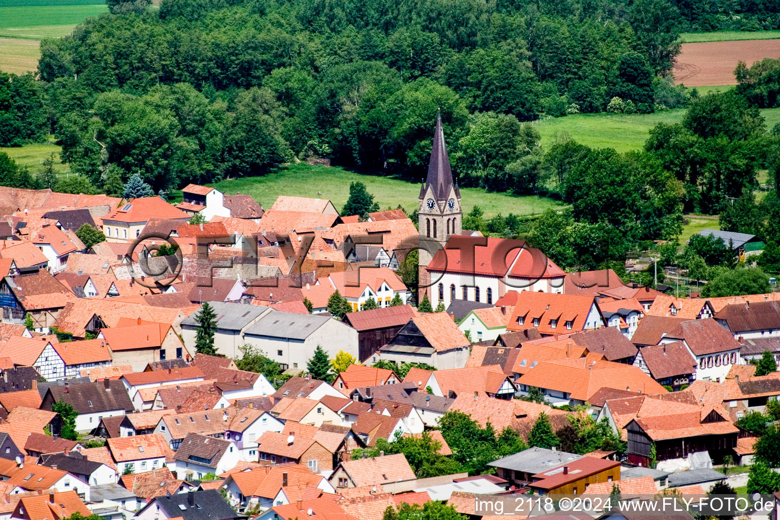 Oblique view of Steinweiler in the state Rhineland-Palatinate, Germany