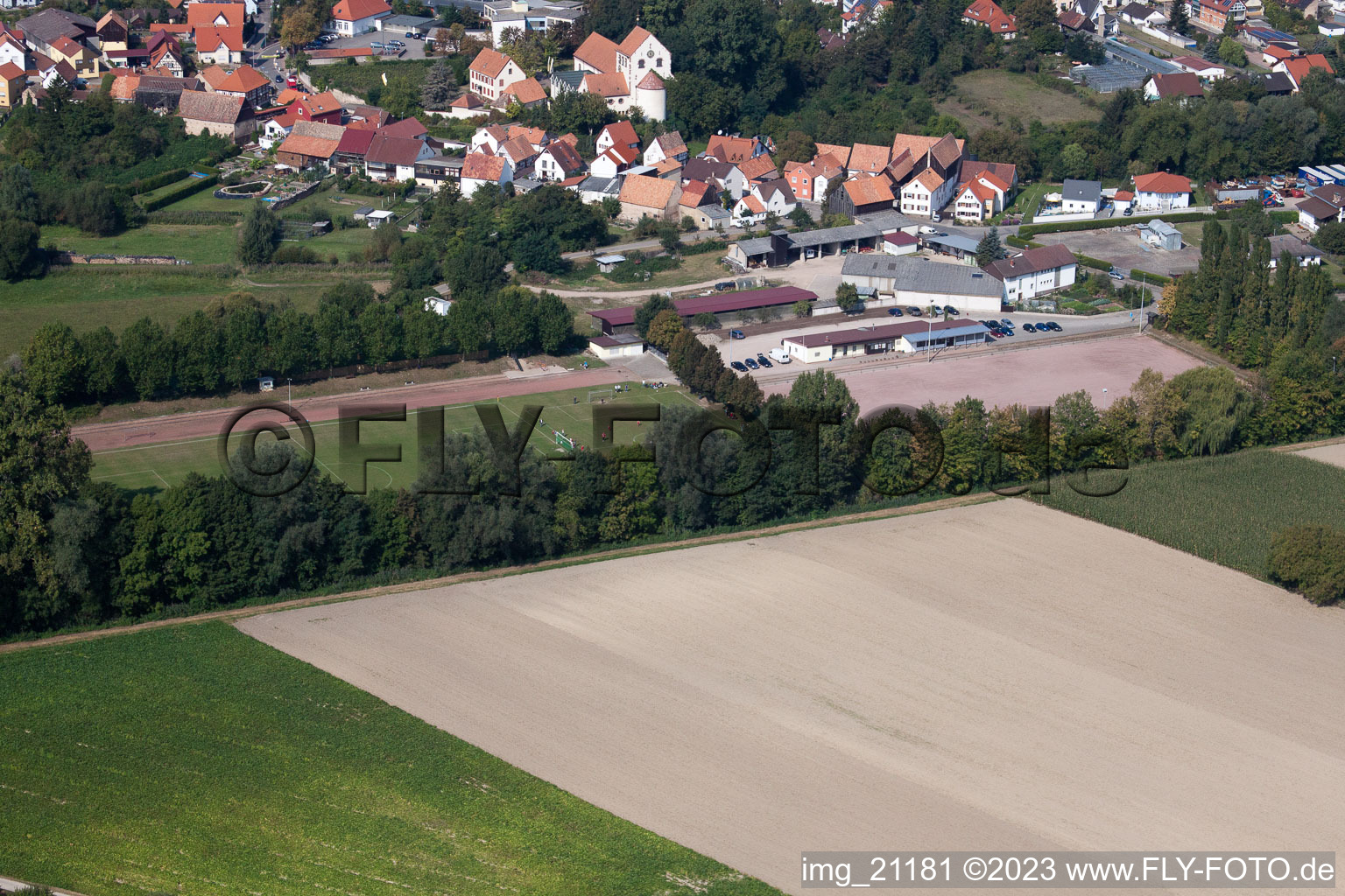 Hördt in the state Rhineland-Palatinate, Germany seen from a drone