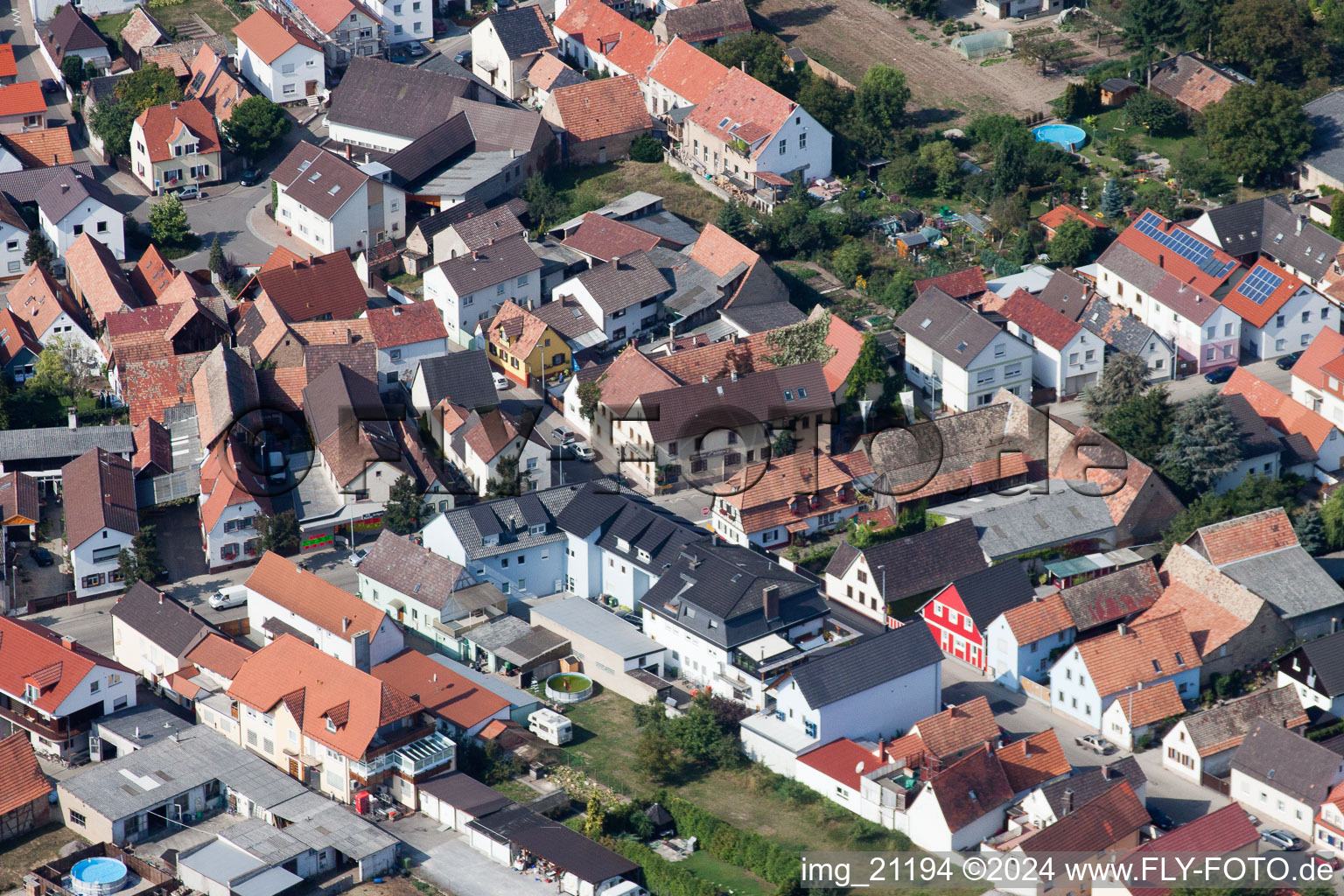 Town View of the streets and houses of the residential areas in Hoerdt in the state Rhineland-Palatinate