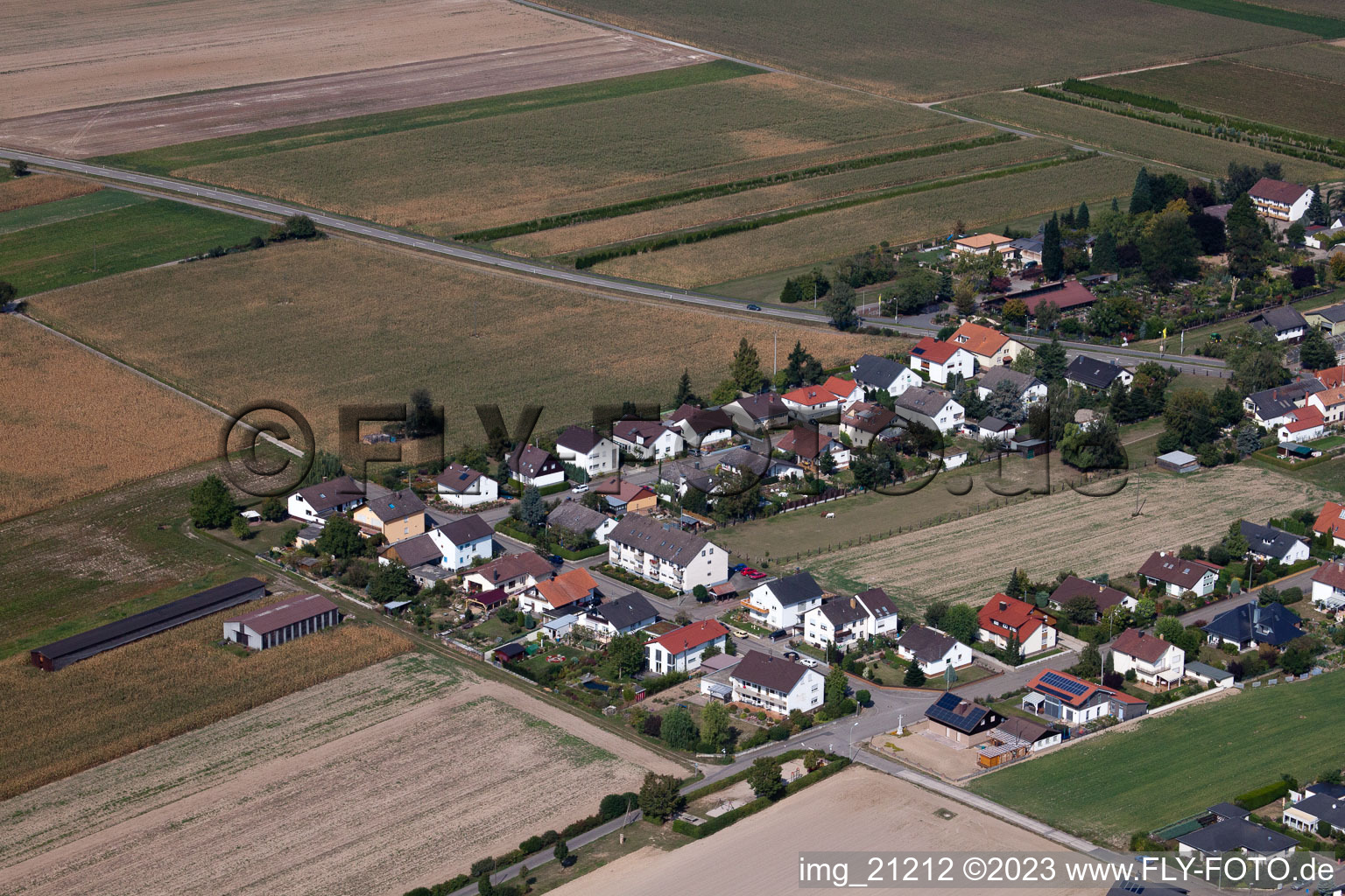 Oblique view of Ringstr in the district Hayna in Herxheim bei Landau in the state Rhineland-Palatinate, Germany