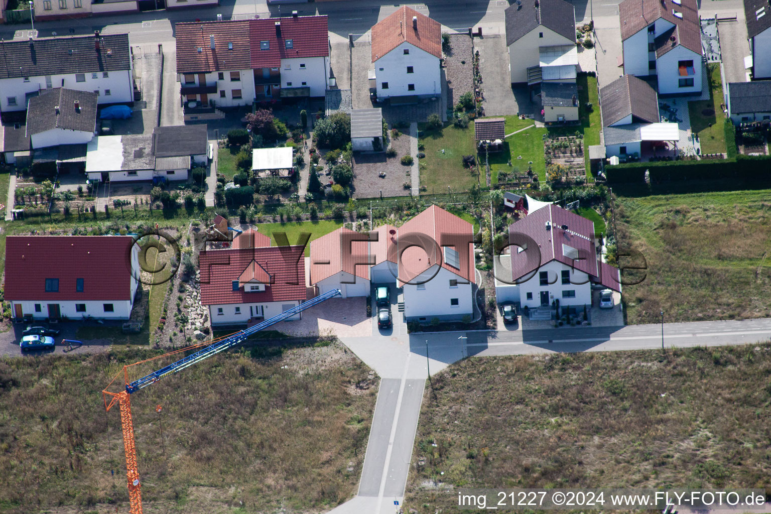 High path in Kandel in the state Rhineland-Palatinate, Germany from the drone perspective