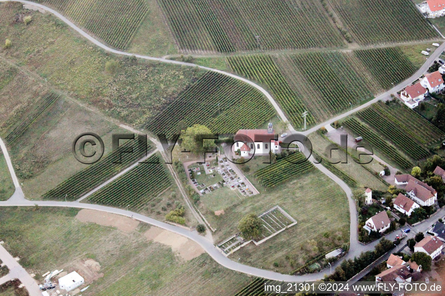 Klingenmünster in the state Rhineland-Palatinate, Germany from the plane