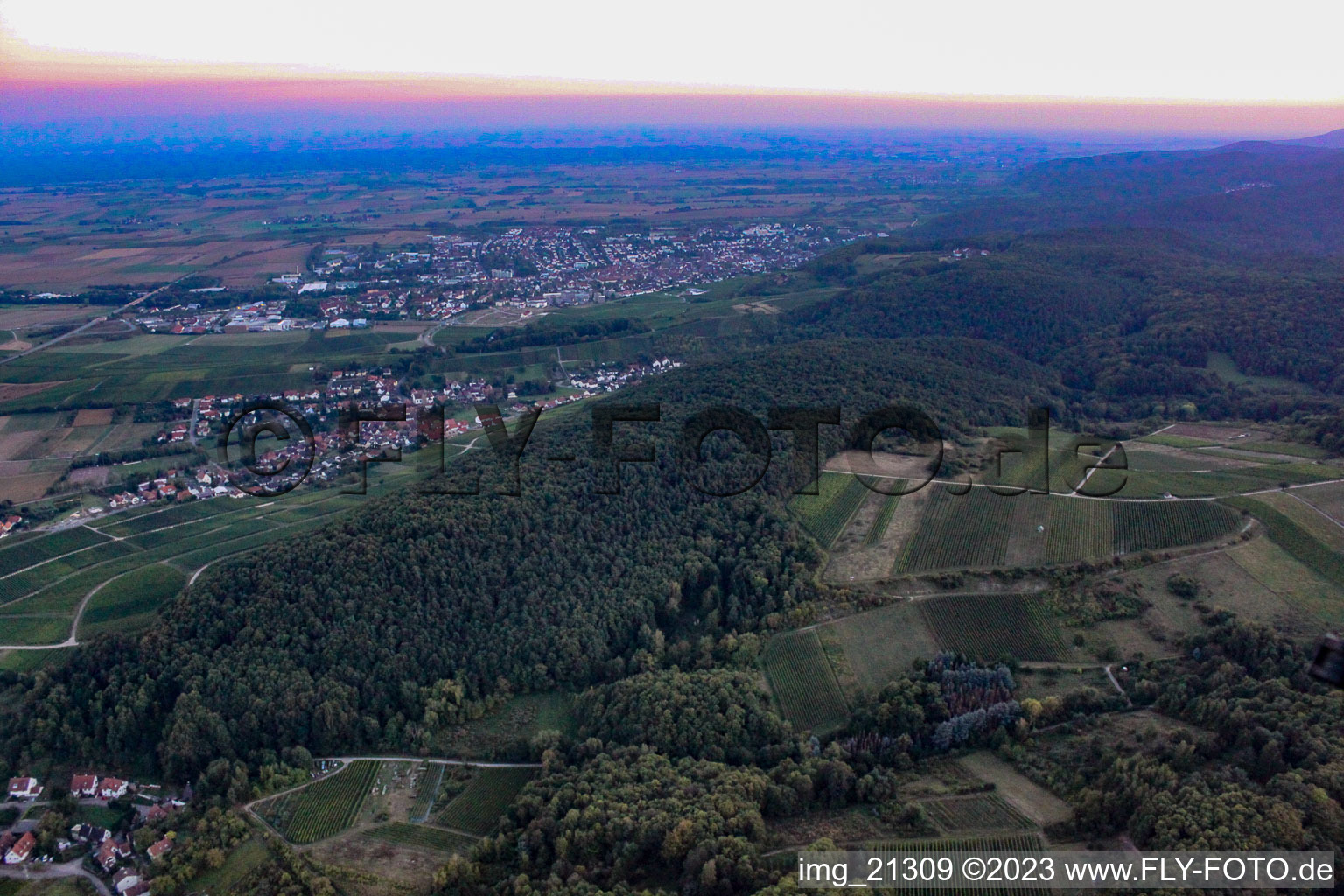 Pleisweiler-Oberhofen in the state Rhineland-Palatinate, Germany out of the air