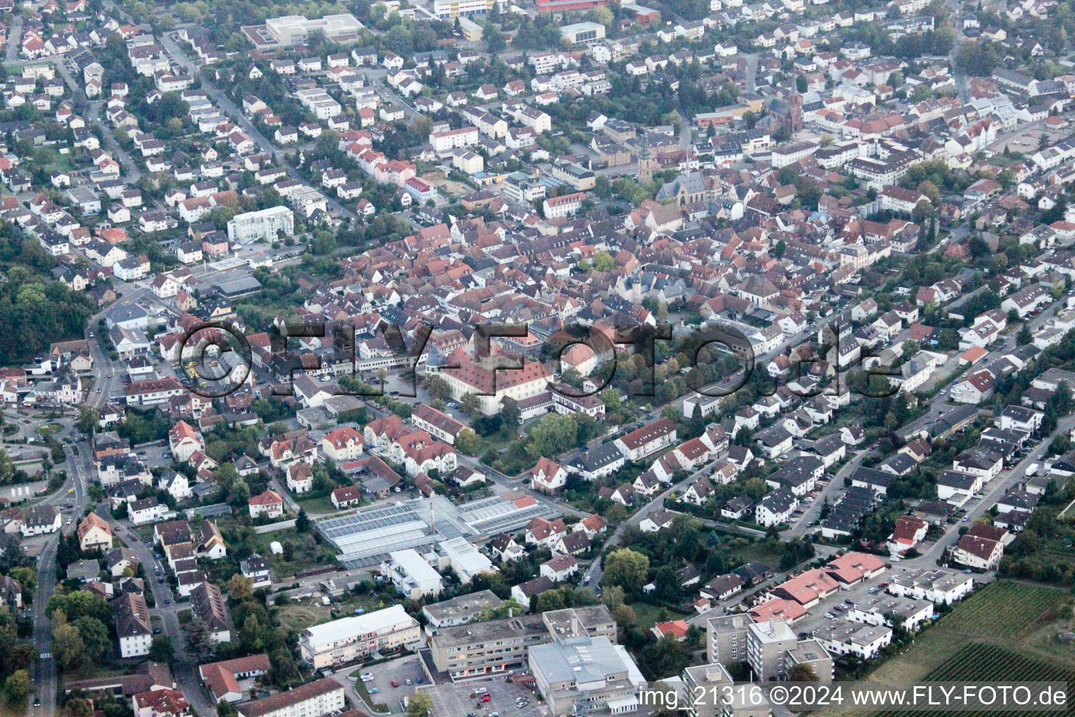 Drone image of Bad Bergzabern in the state Rhineland-Palatinate, Germany