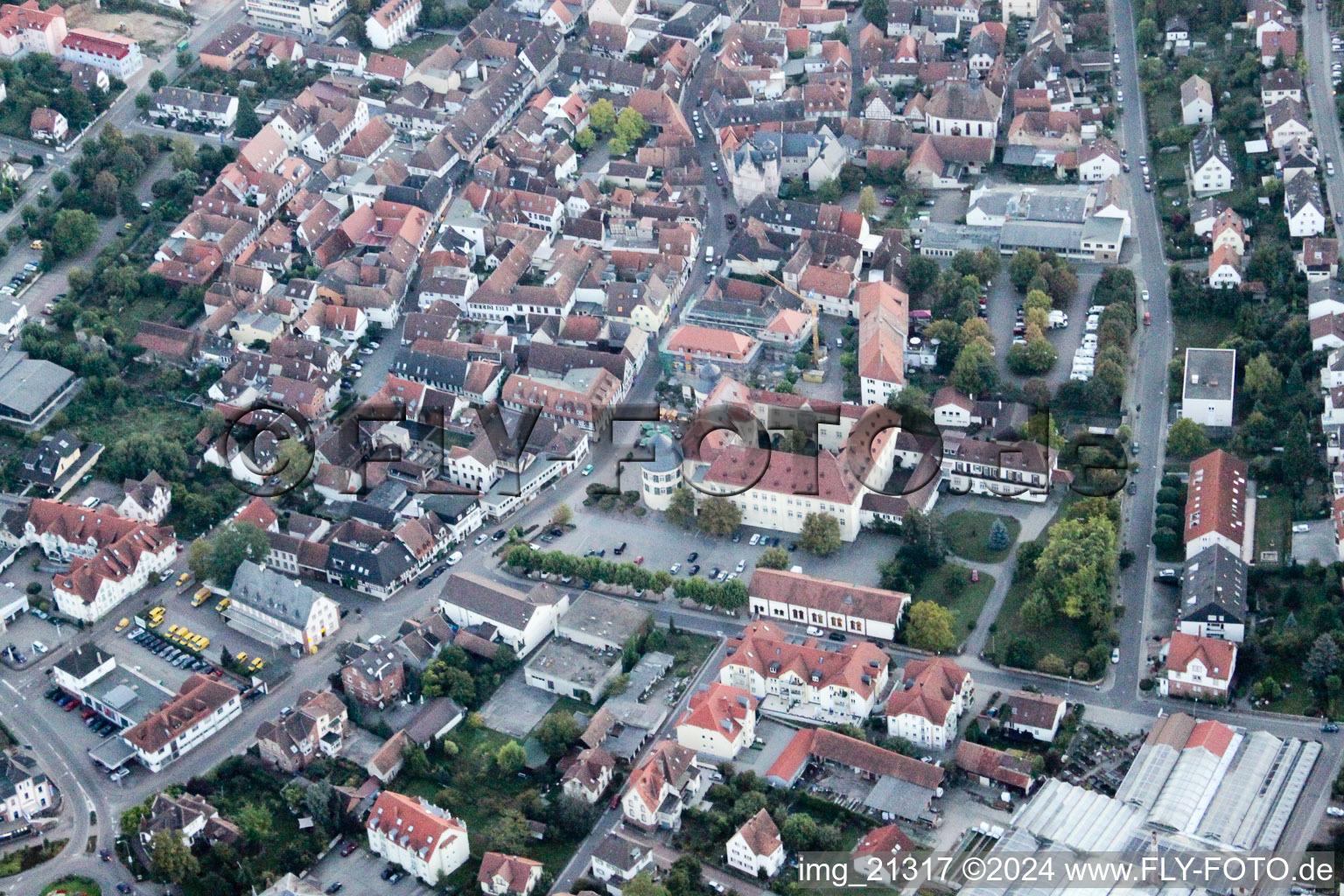 Drone image of Bad Bergzabern in the state Rhineland-Palatinate, Germany