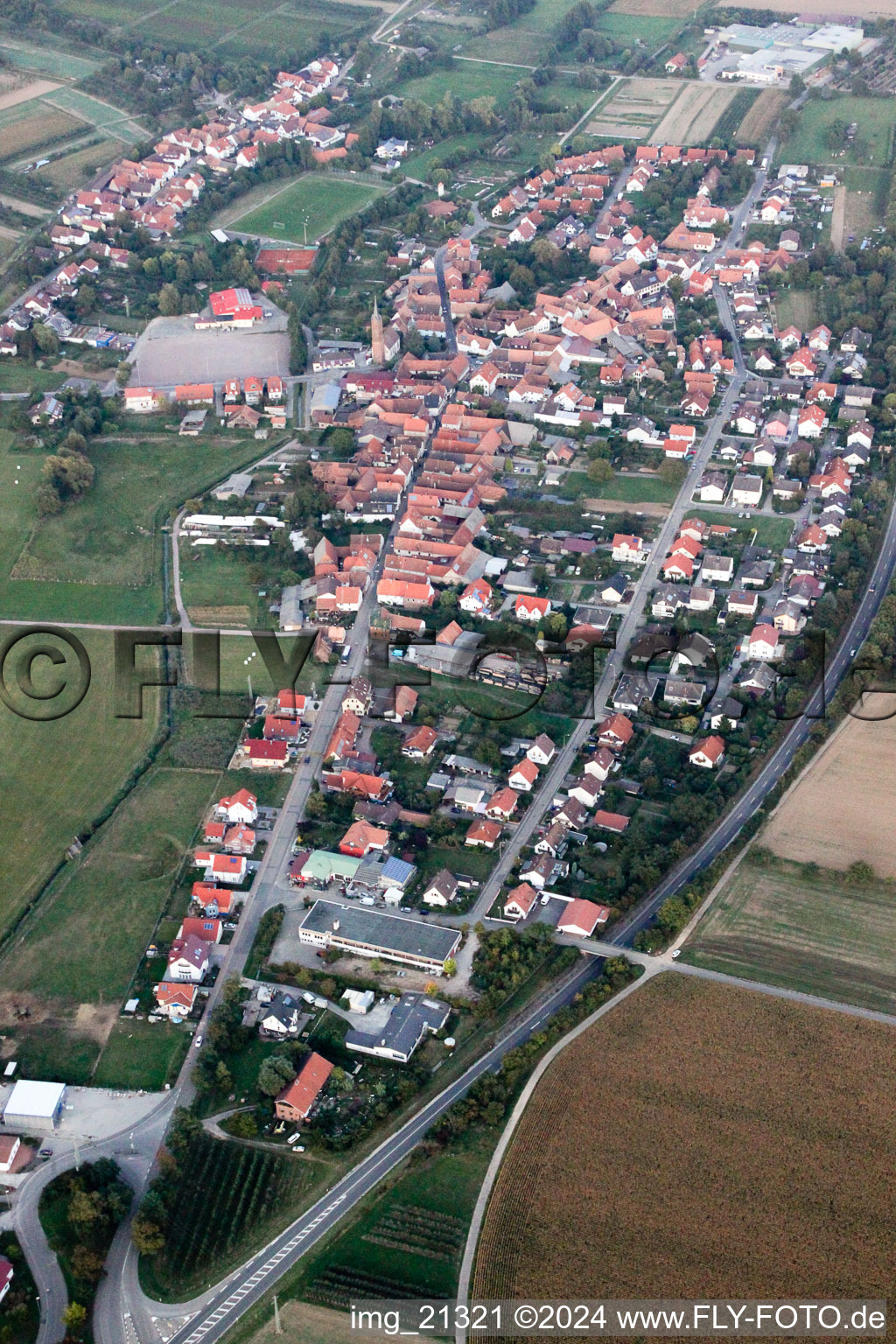 District Kapellen in Kapellen-Drusweiler in the state Rhineland-Palatinate, Germany from above