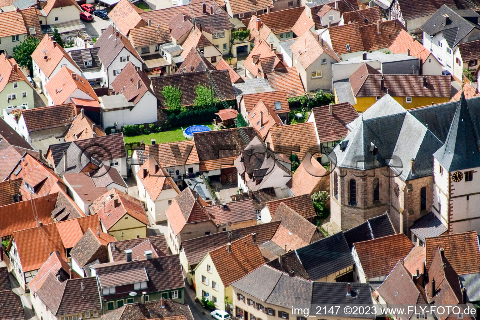 District Arzheim in Landau in der Pfalz in the state Rhineland-Palatinate, Germany from a drone
