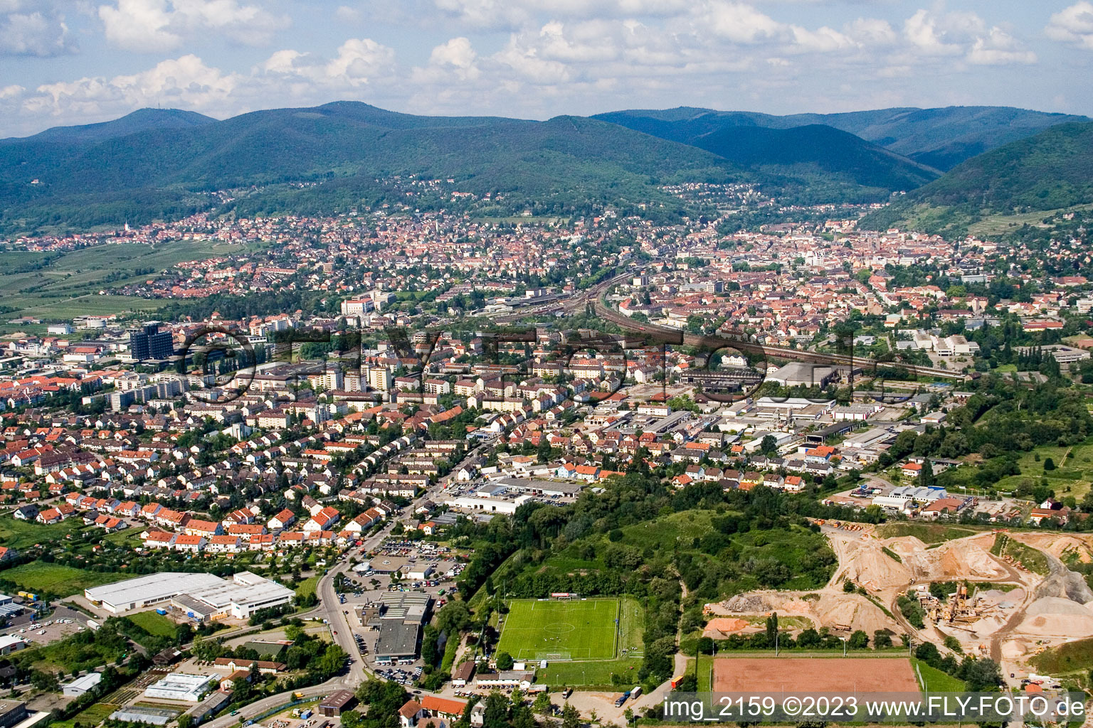 Oblique view of Neustadt an der Weinstraße in the state Rhineland-Palatinate, Germany