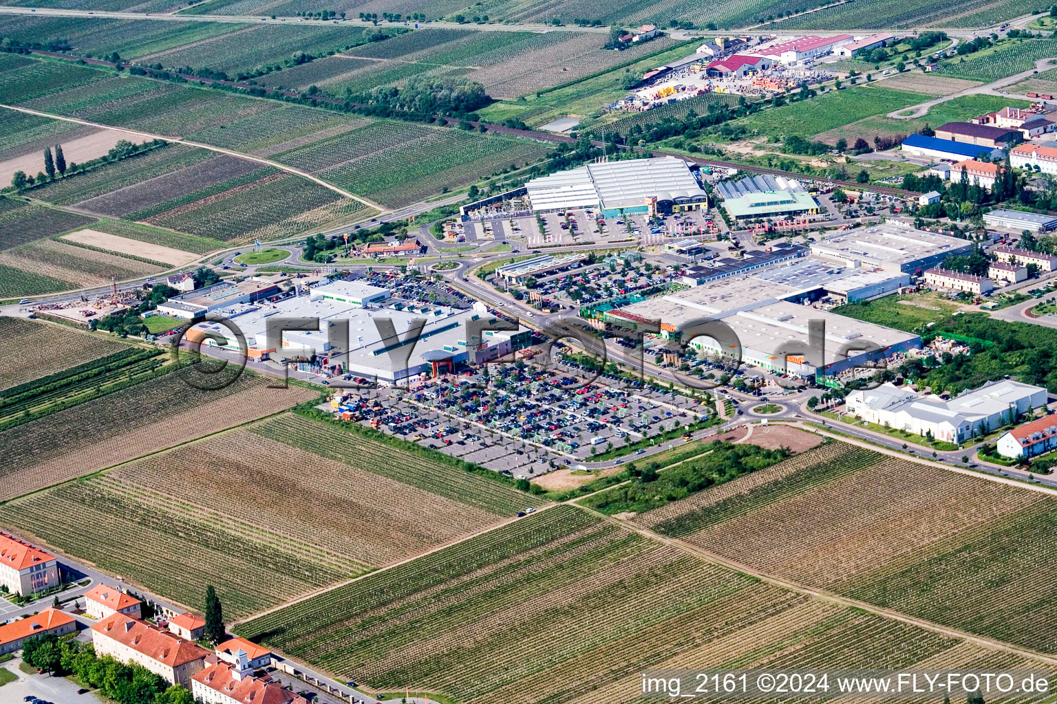 Aerial view of Globe in Neustadt an der Weinstraße in the state Rhineland-Palatinate, Germany