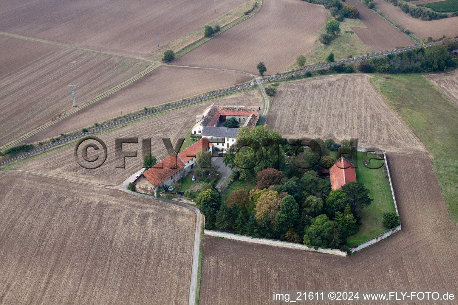 Aerial view of Enzheim in the state Rhineland-Palatinate, Germany