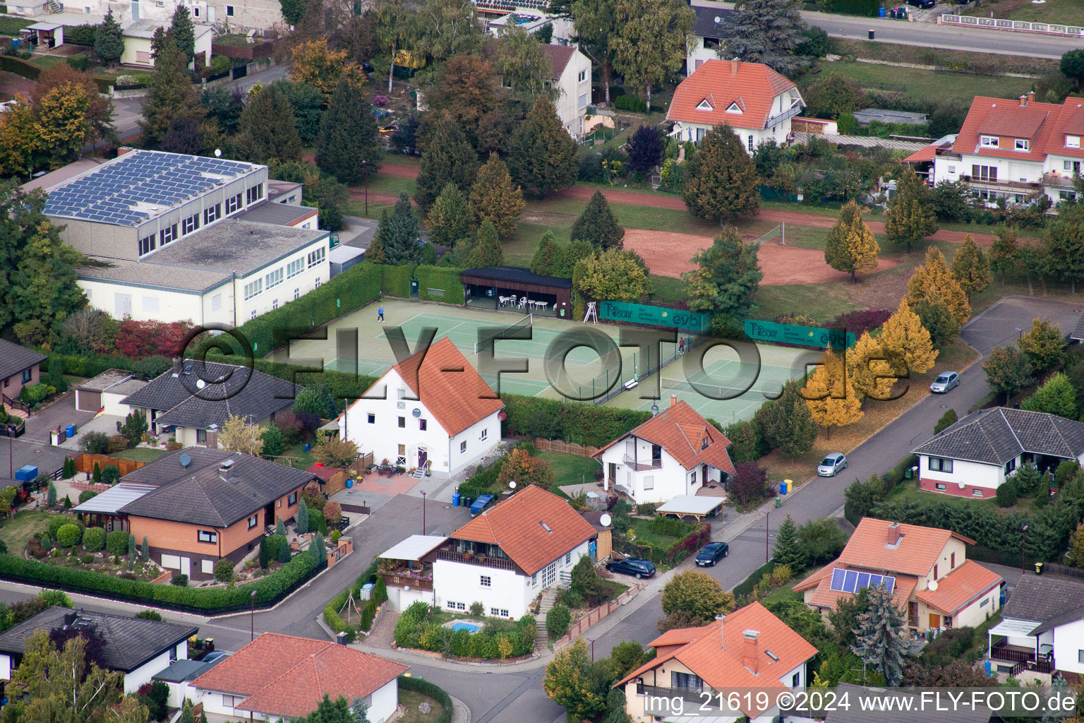 Aerial view of Eppelsheim in the state Rhineland-Palatinate, Germany