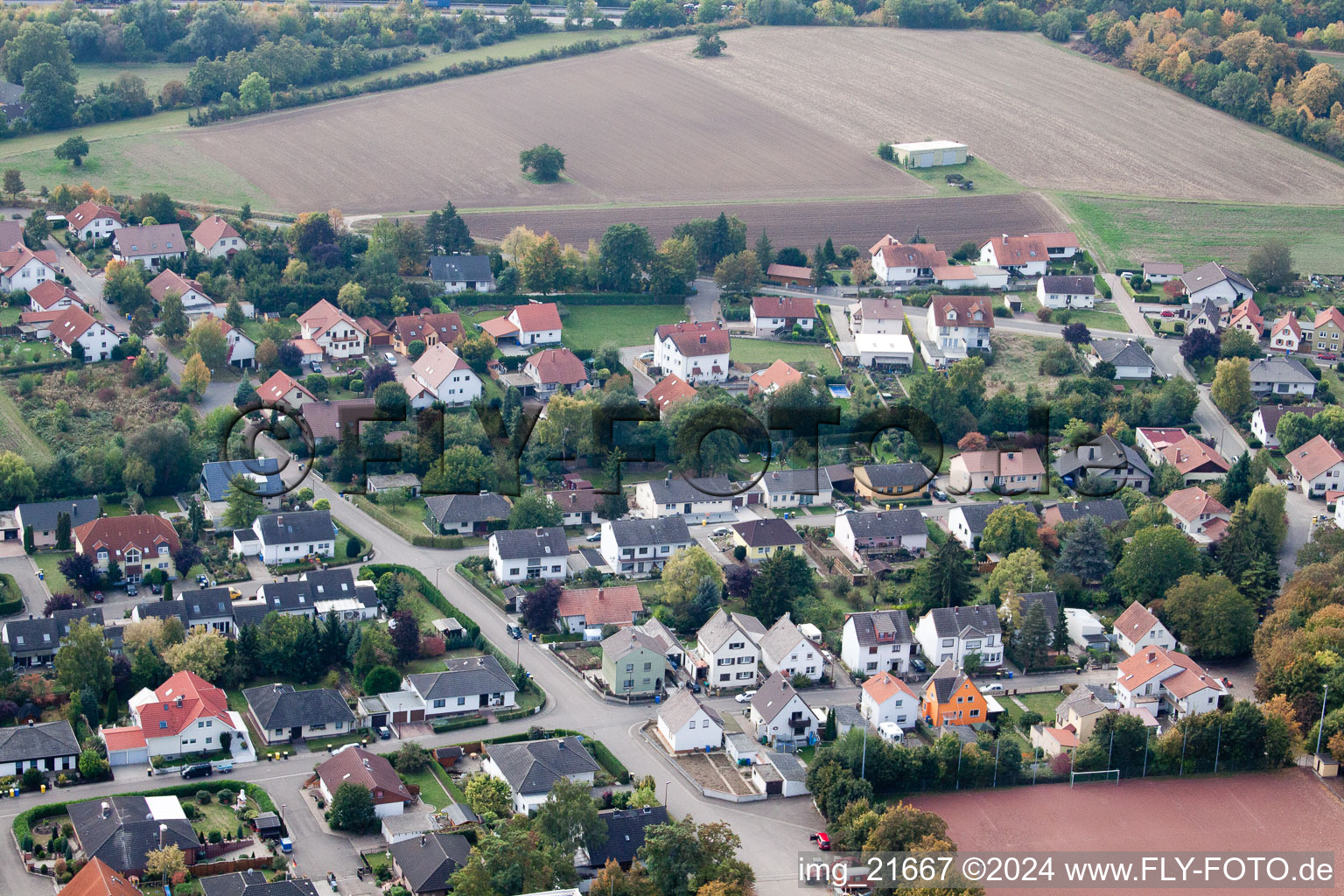 Eppelsheim in the state Rhineland-Palatinate, Germany seen from a drone