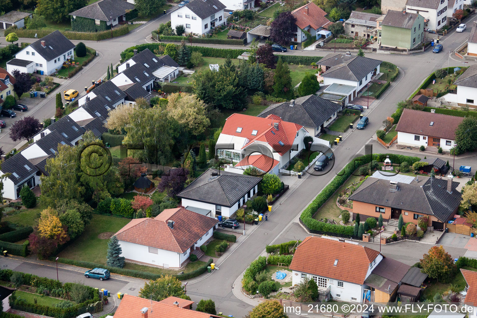 Bird's eye view of Eppelsheim in the state Rhineland-Palatinate, Germany