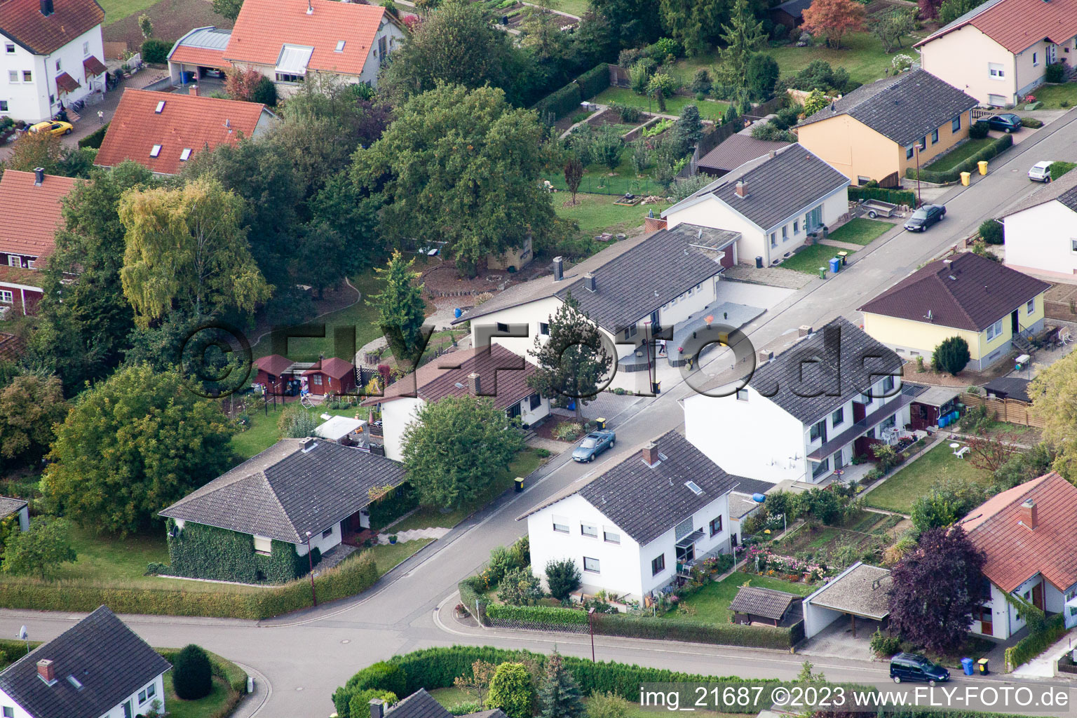 Aerial photograpy of In the mill garden in Eppelsheim in the state Rhineland-Palatinate, Germany