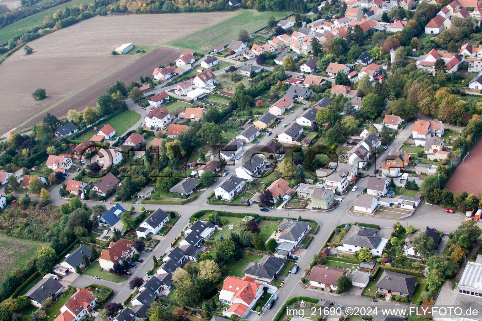 Eppelsheim in the state Rhineland-Palatinate, Germany seen from a drone