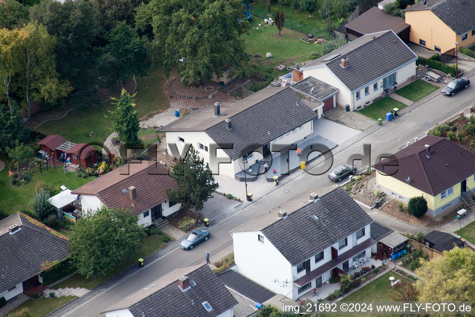 Oblique view of In the mill garden in Eppelsheim in the state Rhineland-Palatinate, Germany