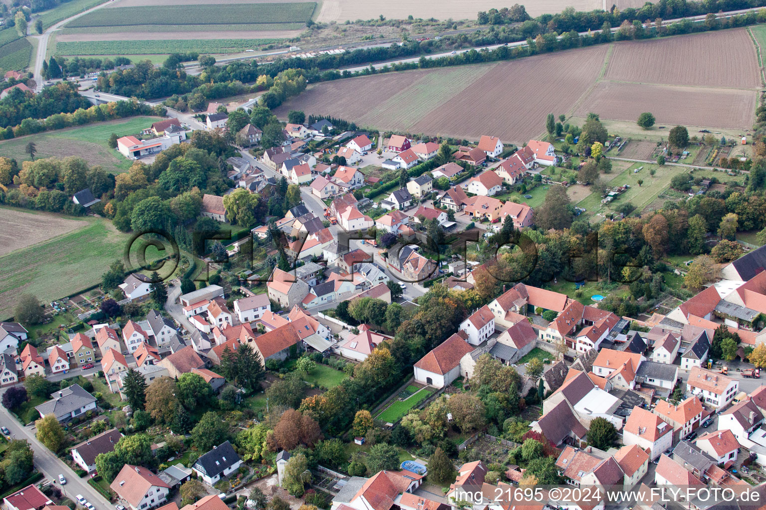 Aerial view of Eppelsheim in the state Rhineland-Palatinate, Germany