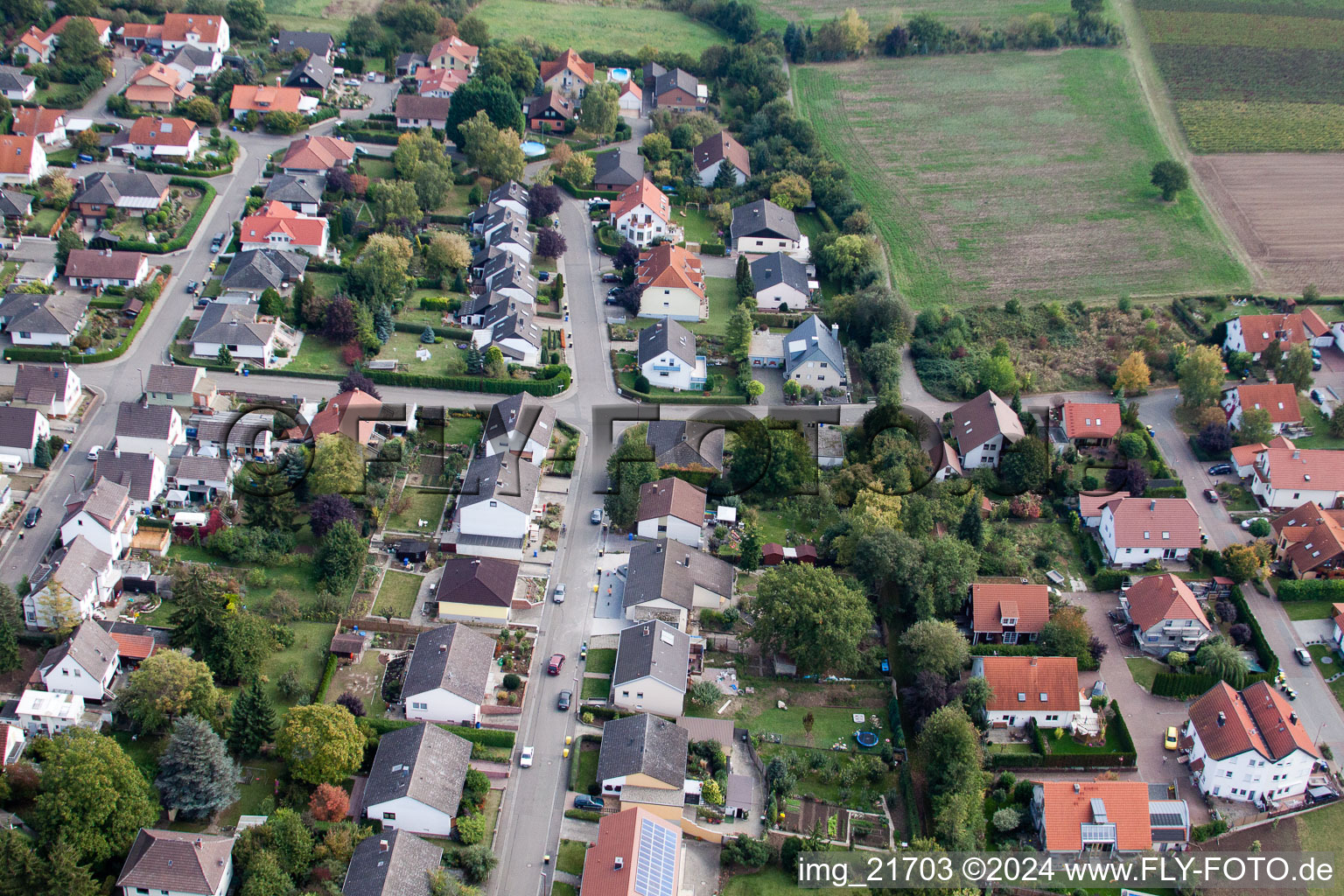 Aerial view of Eppelsheim in the state Rhineland-Palatinate, Germany