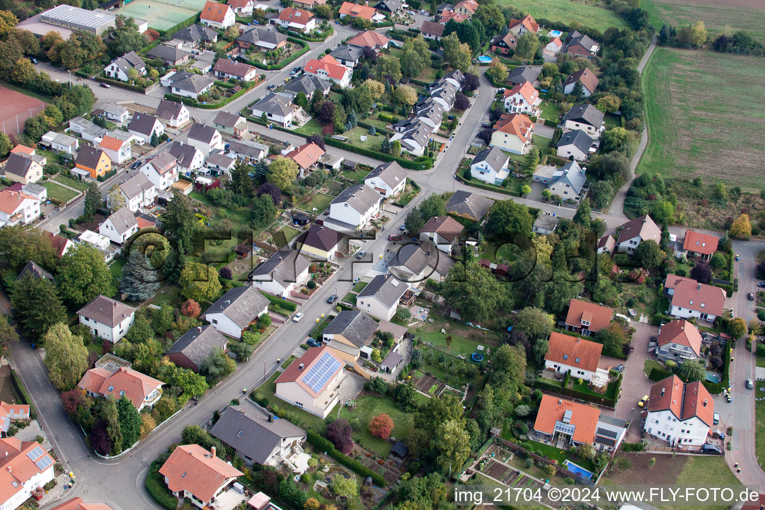 Oblique view of Eppelsheim in the state Rhineland-Palatinate, Germany