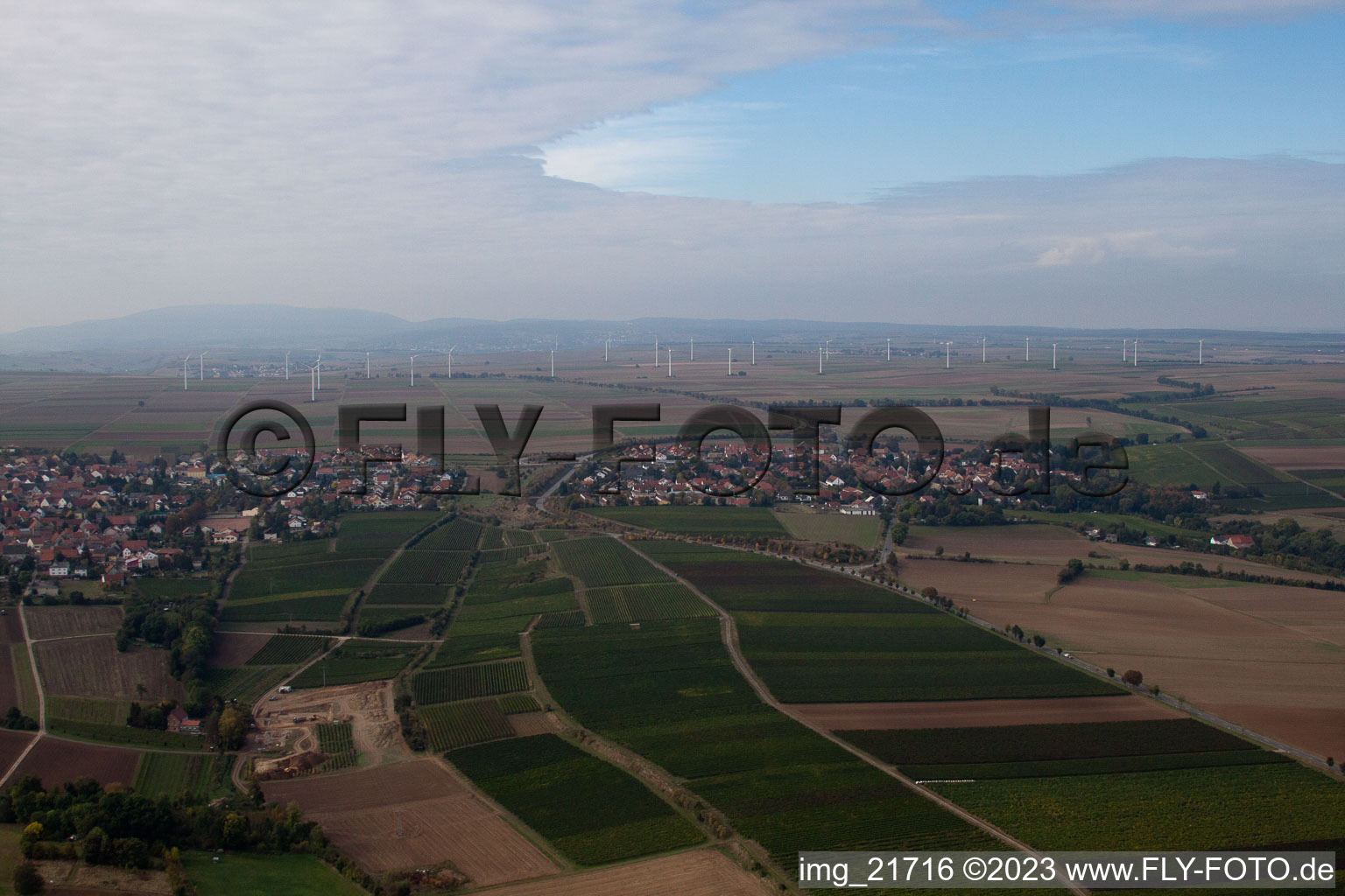 Aerial photograpy of Hangen-Weisheim in the state Rhineland-Palatinate, Germany