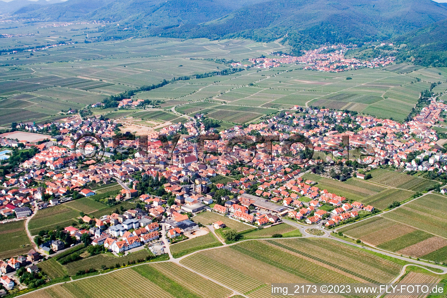 Aerial photograpy of Maikammer in the state Rhineland-Palatinate, Germany