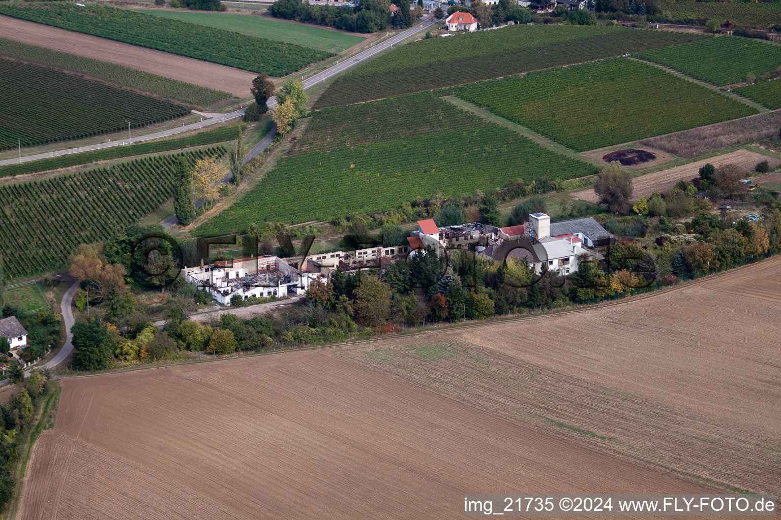 Ober-Flörsheim in the state Rhineland-Palatinate, Germany from the plane