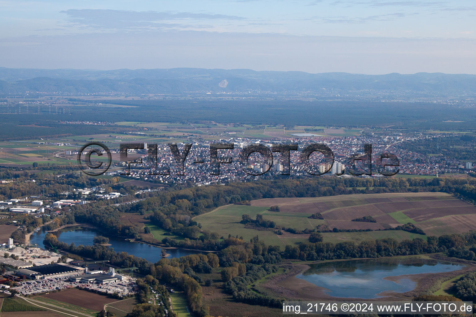 Lampertheim in the state Hesse, Germany viewn from the air