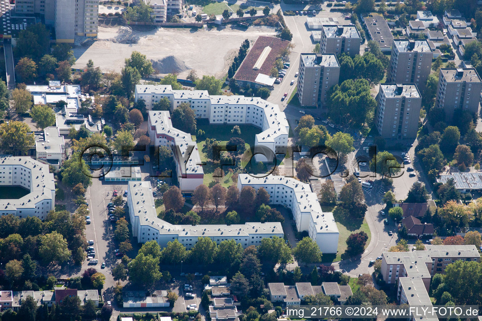 Aerial view of Oppau-Pfingstweide, London Ring in Pfingtsweide in the state Rhineland-Palatinate, Germany