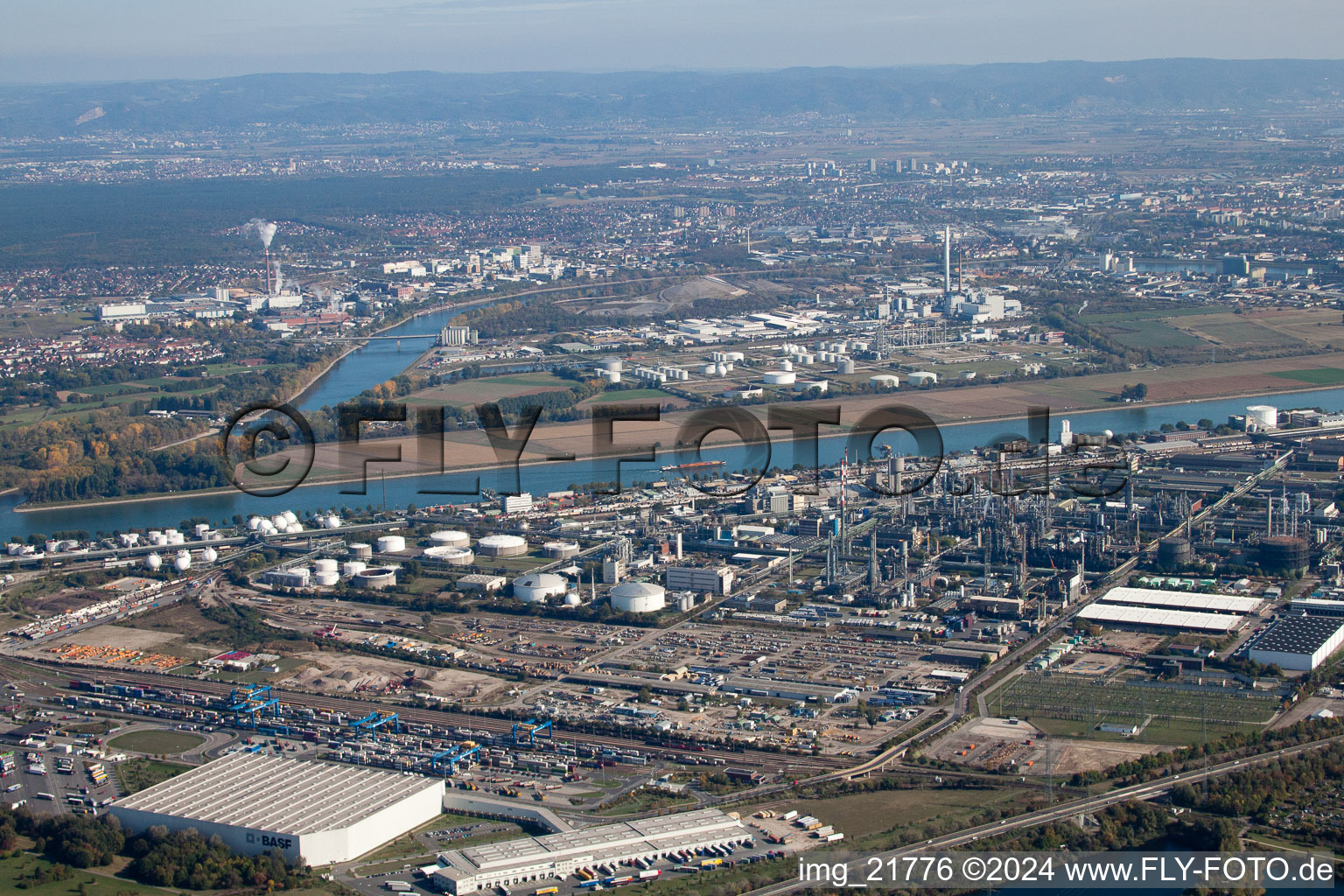 District BASF in Ludwigshafen am Rhein in the state Rhineland-Palatinate, Germany out of the air