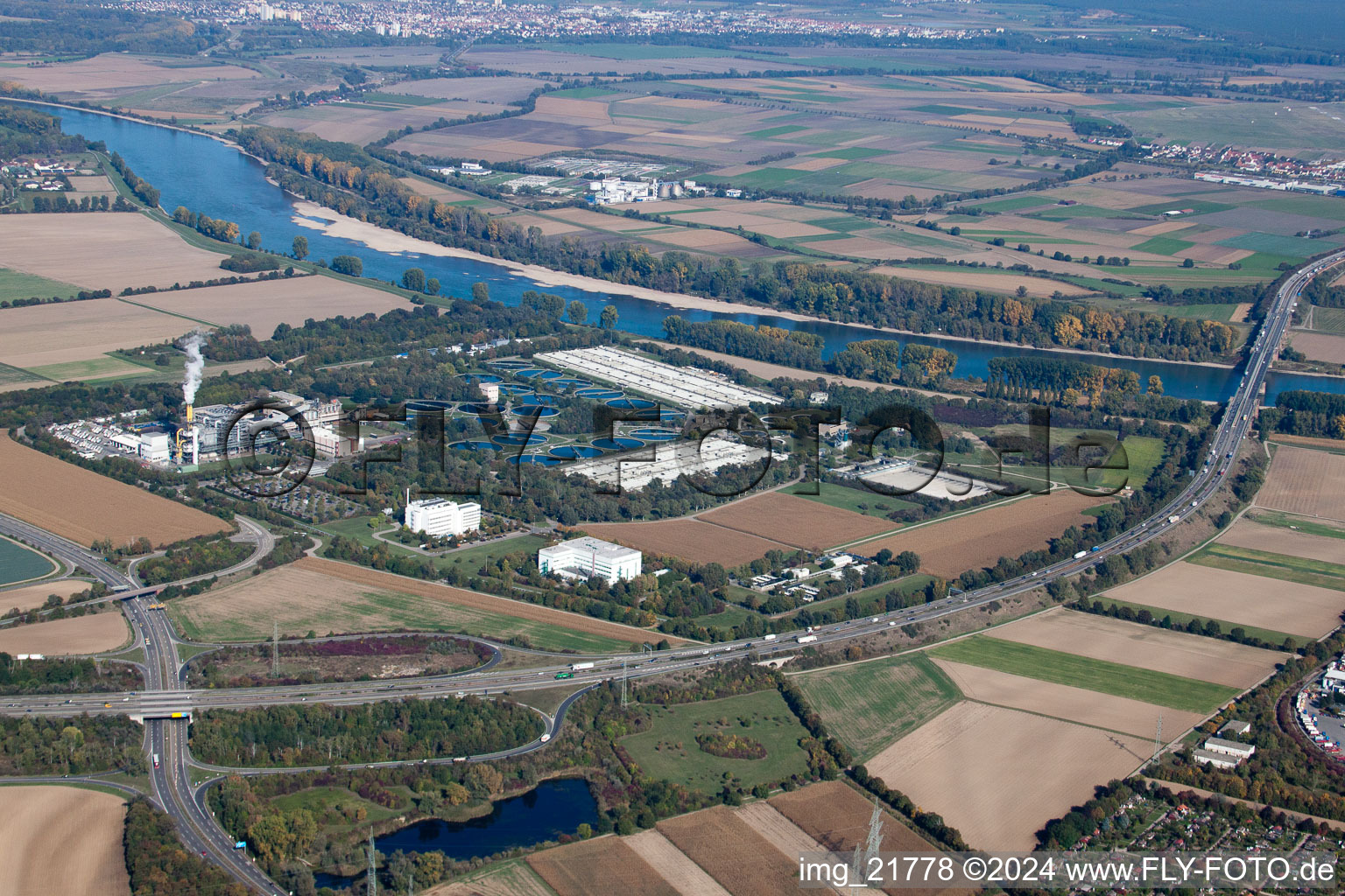 BASF sewage treatment plant in the district Mörsch in Frankenthal in the state Rhineland-Palatinate, Germany