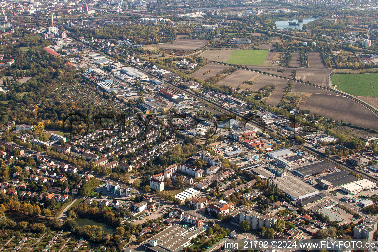 Industrial estate and company settlement Industriestrasse in the district Friesenheim in Ludwigshafen am Rhein in the state Rhineland-Palatinate, Germany