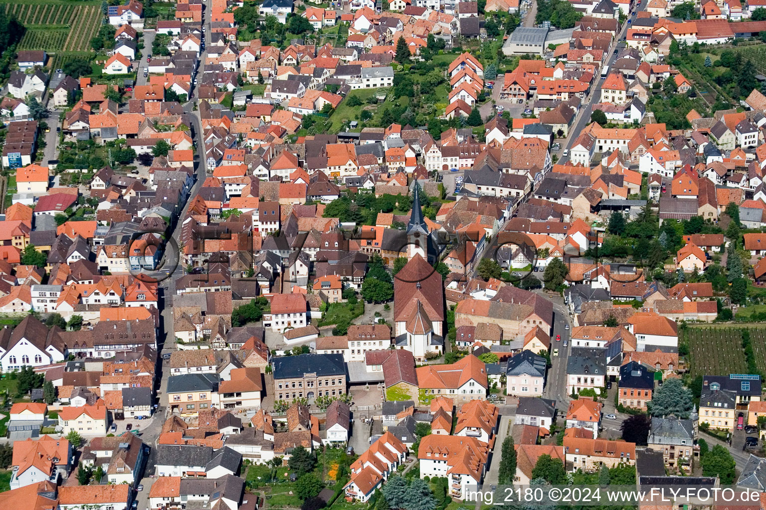 District Diedesfeld in Neustadt an der Weinstraße in the state Rhineland-Palatinate, Germany from the drone perspective