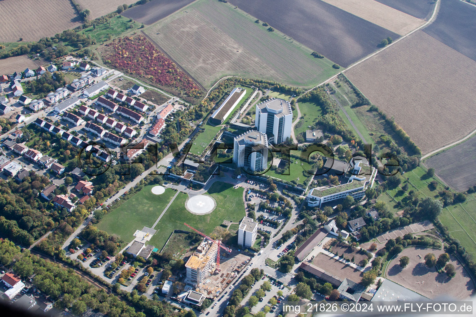 Aerial photograpy of BG Accident Clinic in the district Oggersheim in Ludwigshafen am Rhein in the state Rhineland-Palatinate, Germany