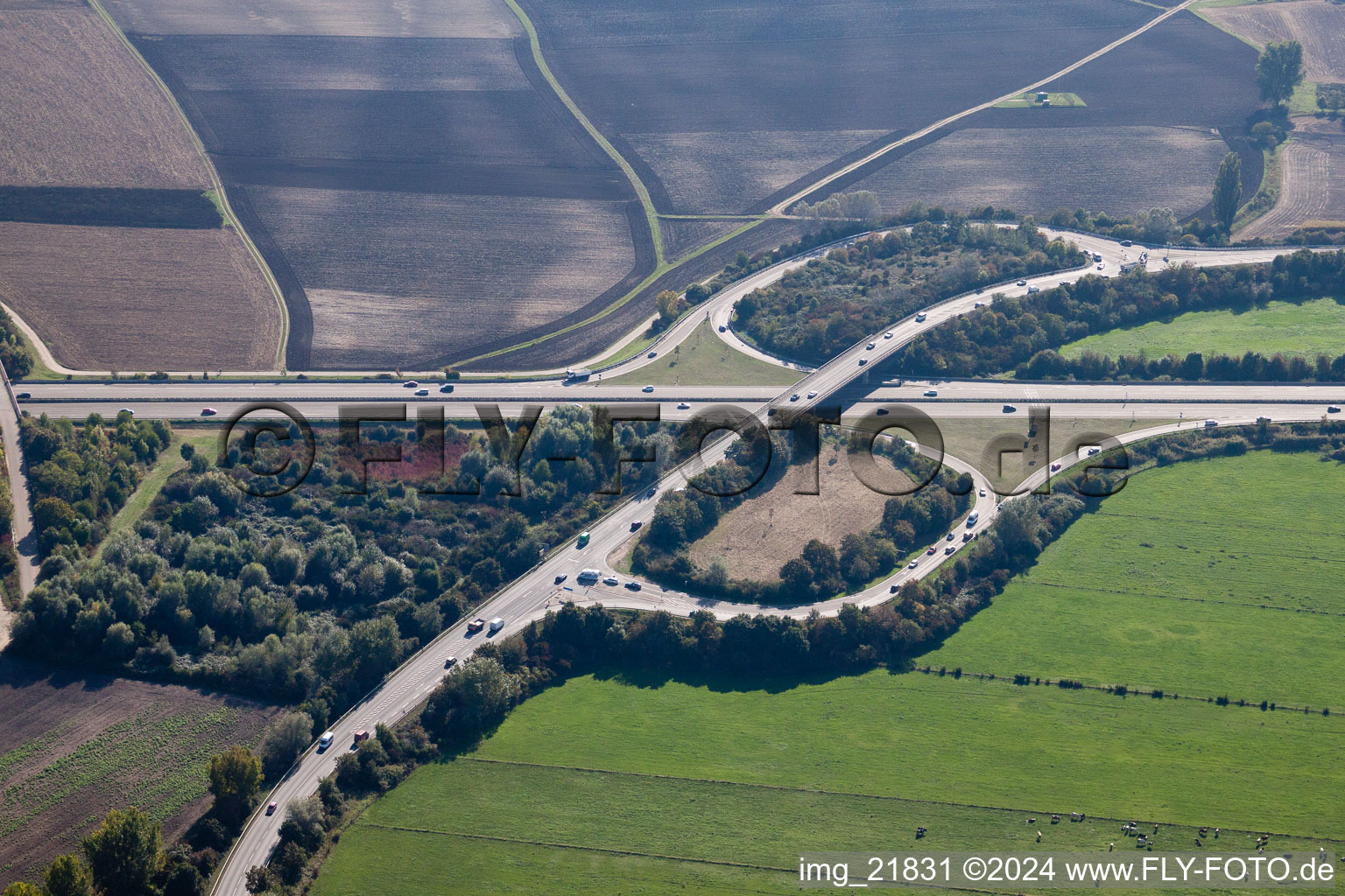 Exit A65 South in the district Oggersheim in Ludwigshafen am Rhein in the state Rhineland-Palatinate, Germany