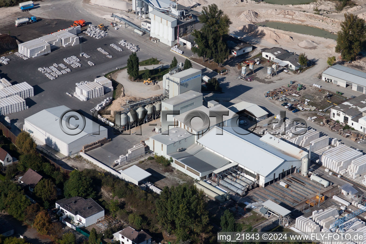 Aerial view of Sand-lime brickworks in the district Oggersheim in Ludwigshafen am Rhein in the state Rhineland-Palatinate, Germany