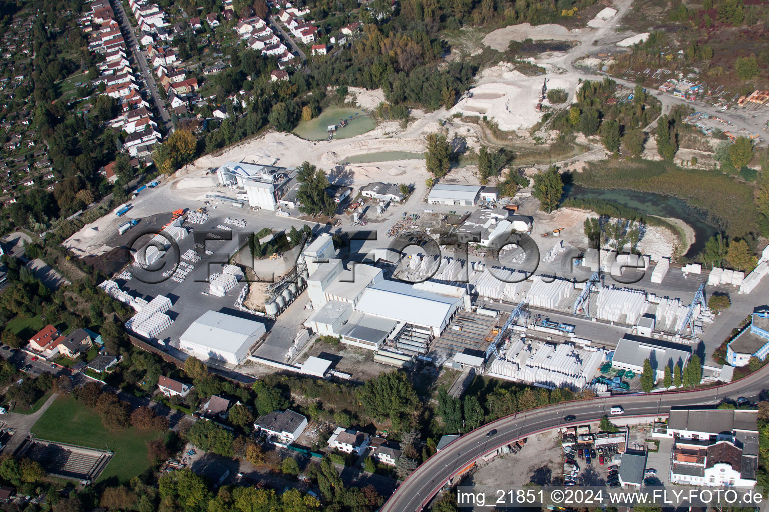 Aerial photograpy of Sand-lime brickworks in the district Oggersheim in Ludwigshafen am Rhein in the state Rhineland-Palatinate, Germany