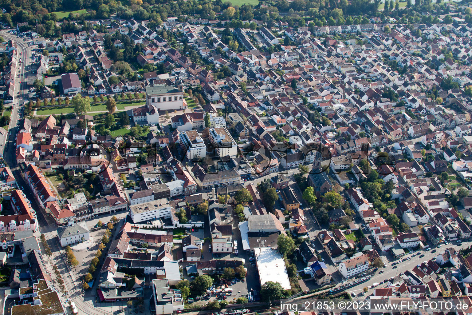 Aerial view of District Oggersheim in Ludwigshafen am Rhein in the state Rhineland-Palatinate, Germany
