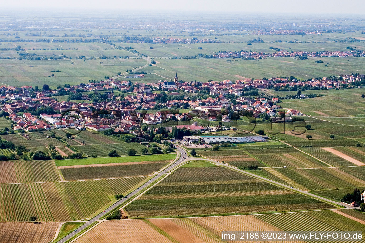 Oblique view of Edesheim in the state Rhineland-Palatinate, Germany