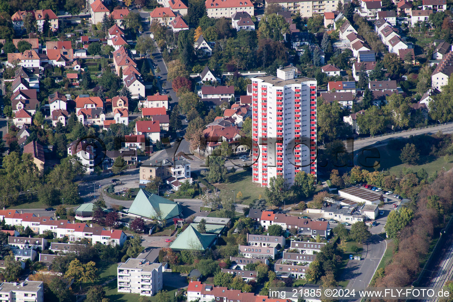 High-rise building in the residential area Carl-Bosch-Ring in Frankenthal (Pfalz) in the state Rhineland-Palatinate