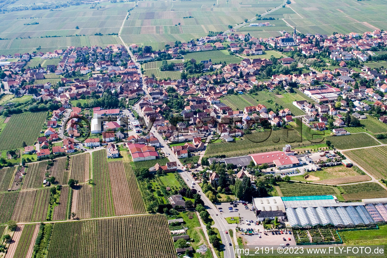 Edesheim in the state Rhineland-Palatinate, Germany from above