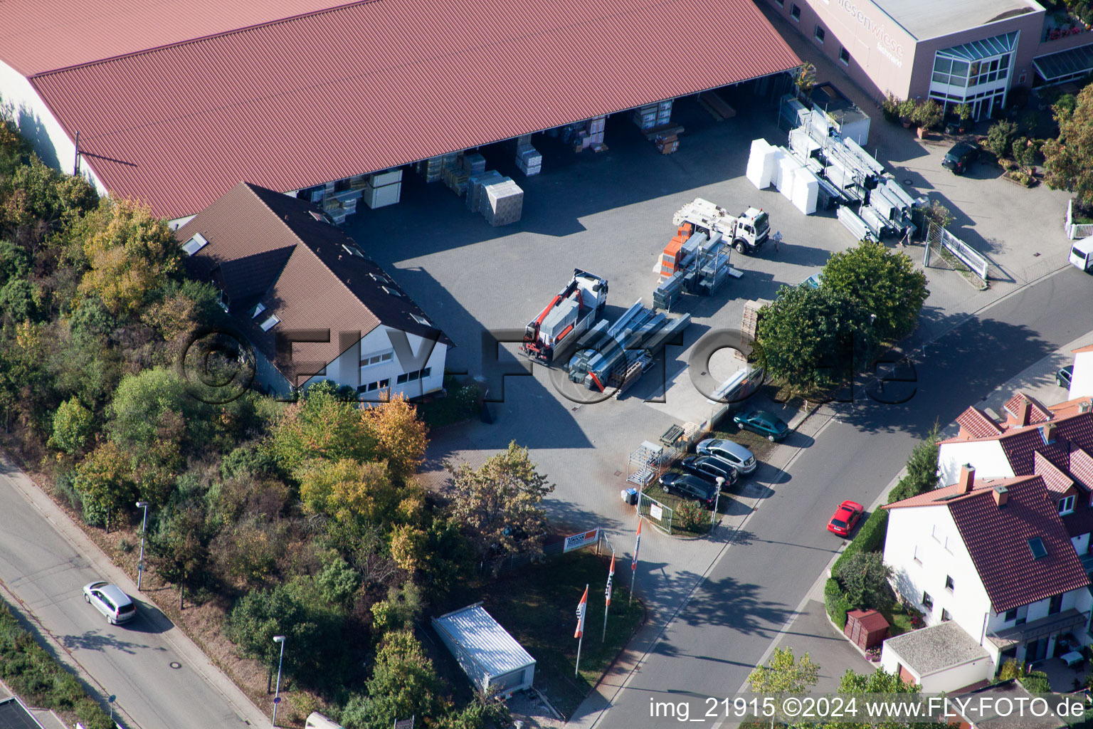 Aerial view of Union Building Centre Hornbach in the district Bobenheim in Bobenheim-Roxheim in the state Rhineland-Palatinate, Germany