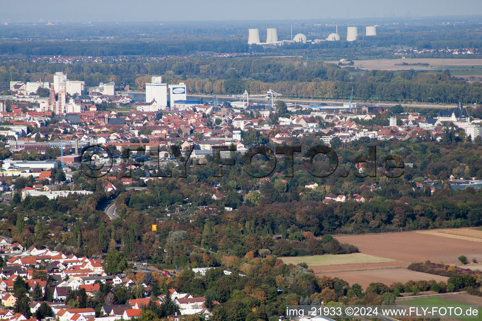 Worms in the state Rhineland-Palatinate, Germany from above