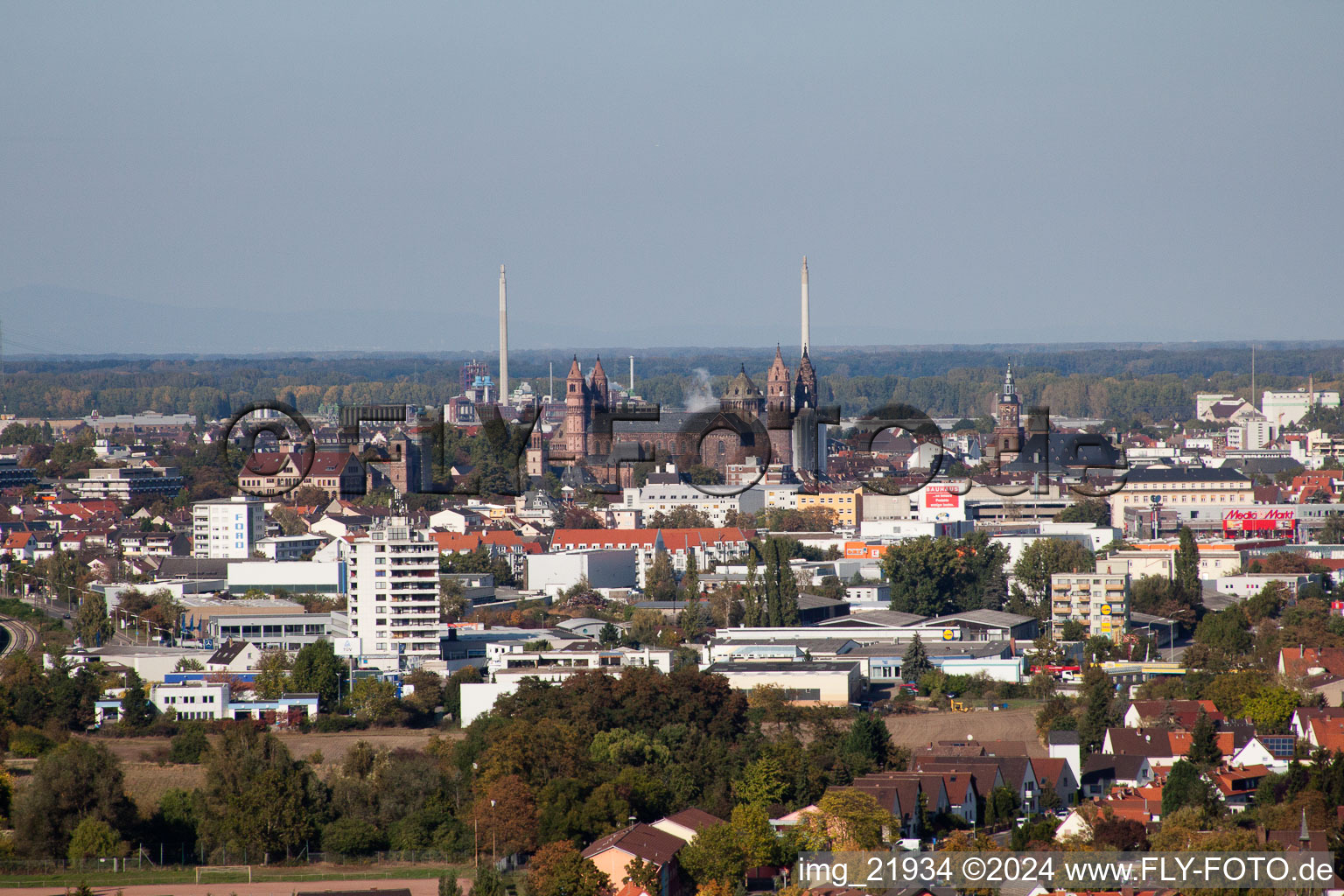 Imperial cathedral from the south in Worms in the state Rhineland-Palatinate, Germany