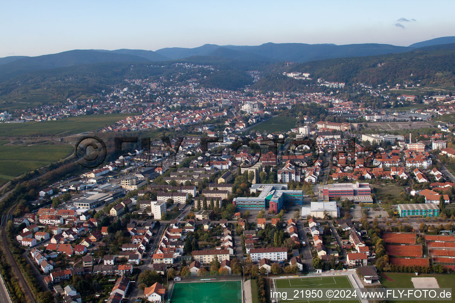 Town View of the streets and houses of the residential areas in the district Ungstein in Bad Duerkheim in the state Rhineland-Palatinate