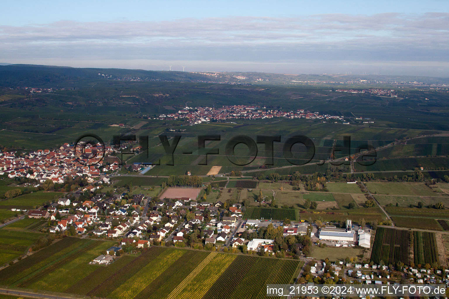 Aerial photograpy of Kallstadt in the state Rhineland-Palatinate, Germany