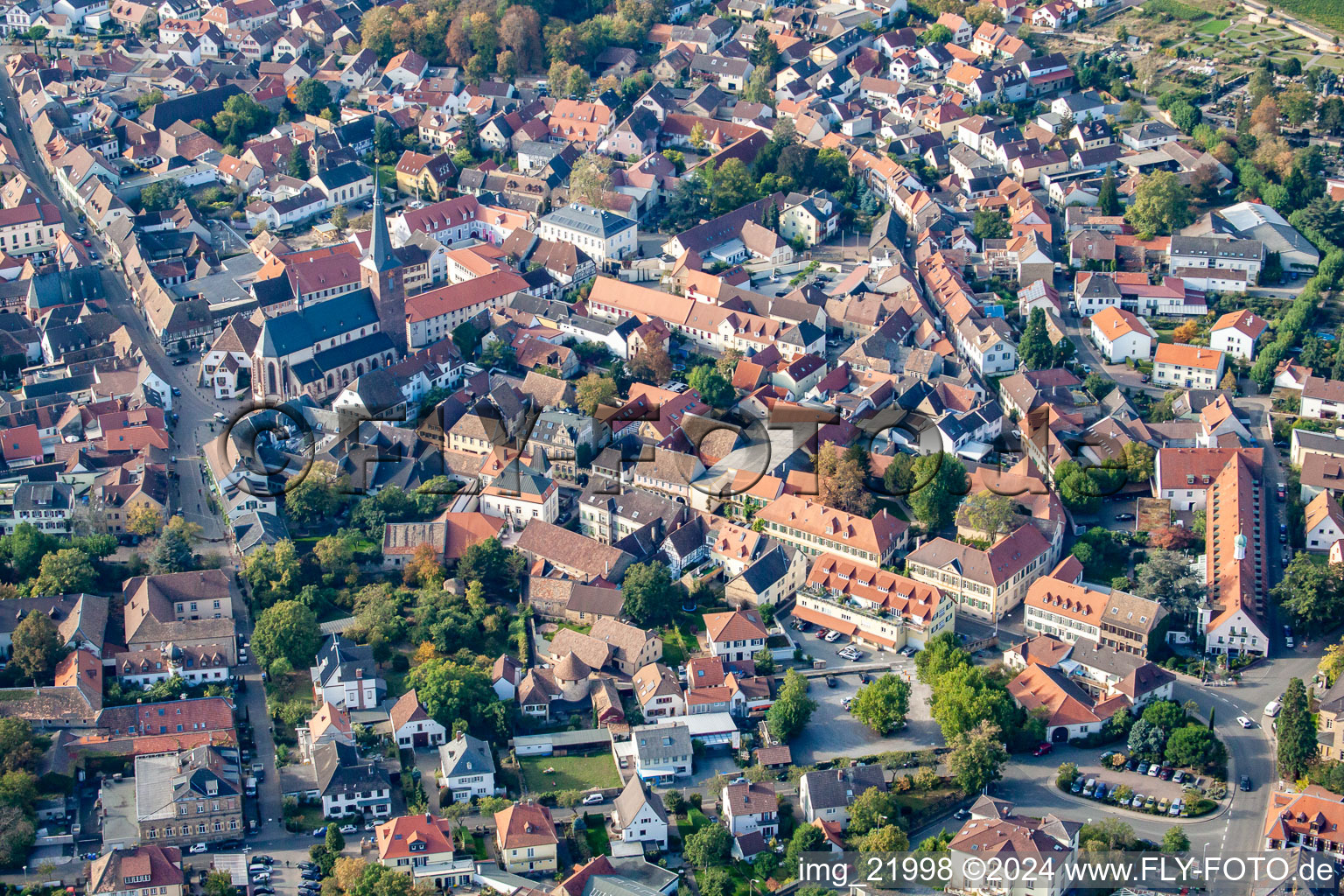 Old Town area and city center in Deidesheim in the state Rhineland-Palatinate