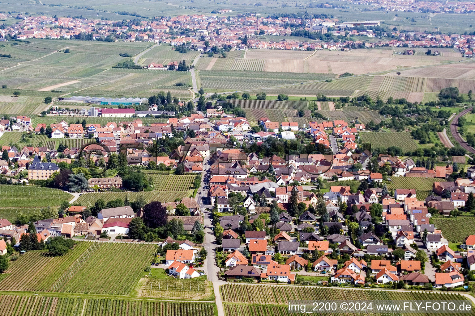 Edesheim in the state Rhineland-Palatinate, Germany seen from above