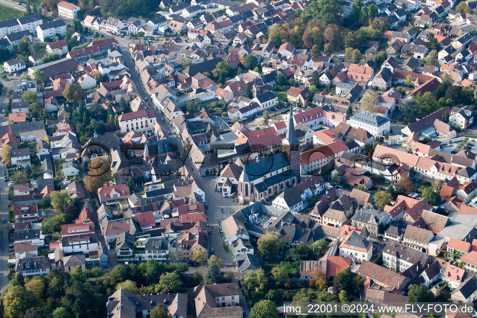 Church building in Pfarrkirche St. Ulrich Old Town- center of downtown in Deidesheim in the state Rhineland-Palatinate