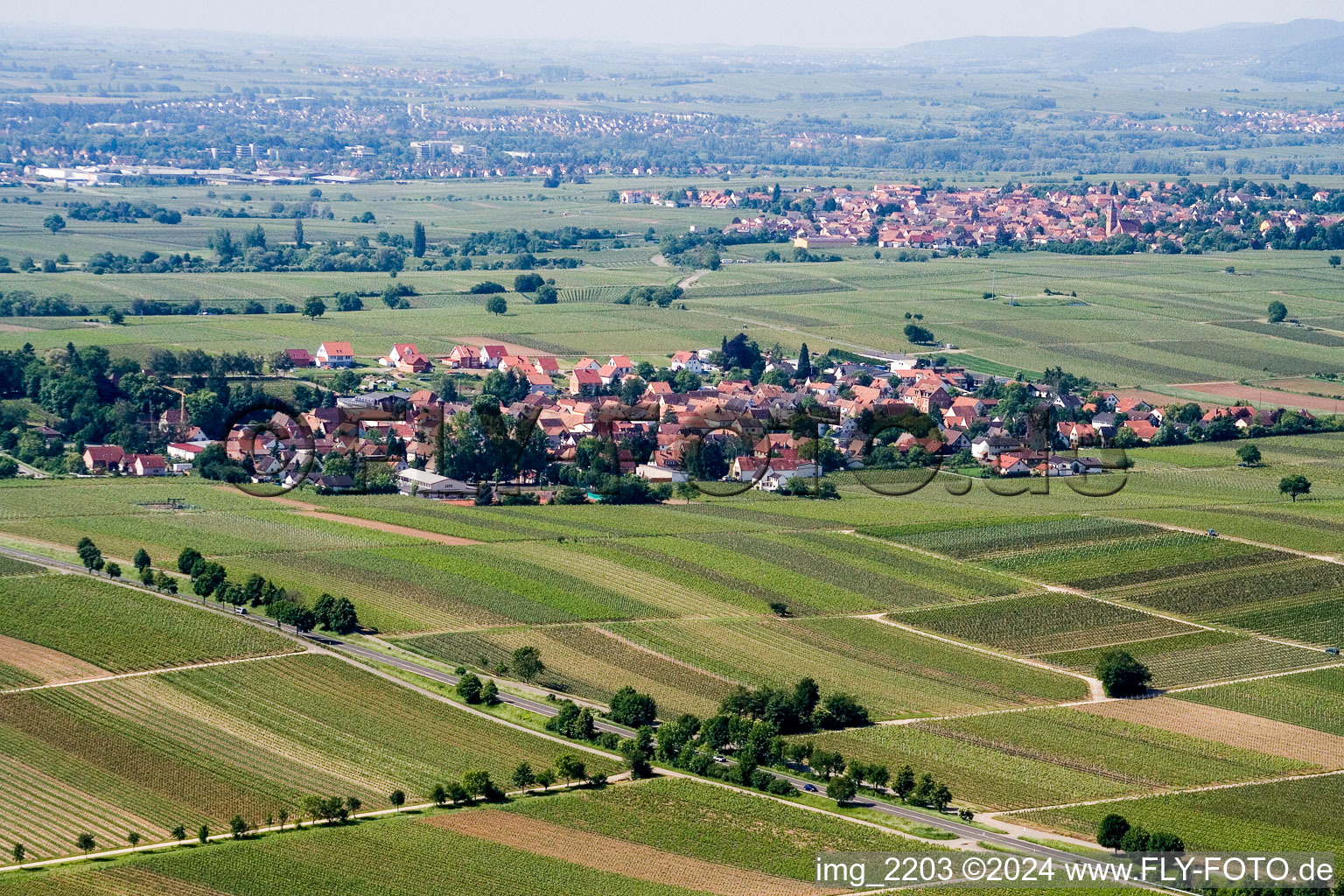 Oblique view of Walsheim in the state Rhineland-Palatinate, Germany