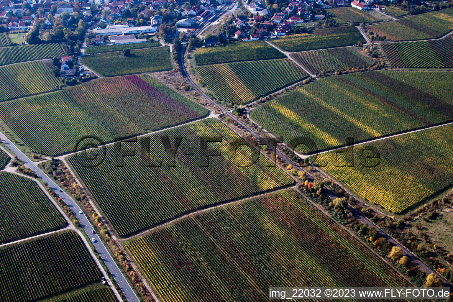 Drone image of District Mußbach in Neustadt an der Weinstraße in the state Rhineland-Palatinate, Germany